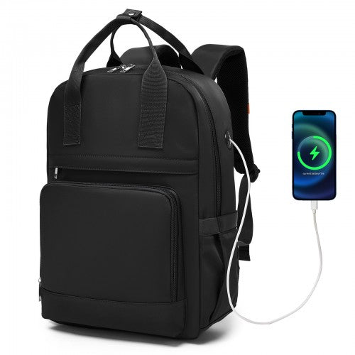 Kono Casual Contemporary Backpack with Laptop Sleeve & Padded Straps - Black