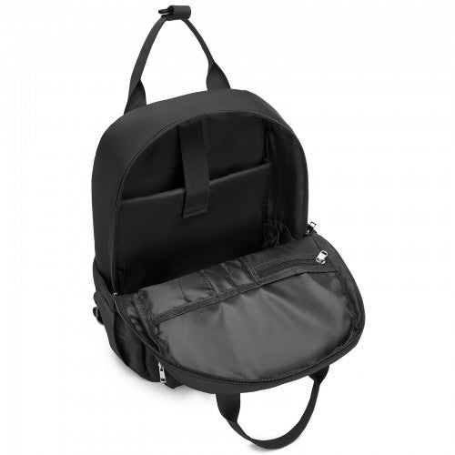 Kono Casual Contemporary Backpack with Laptop Sleeve & Padded Straps - Black