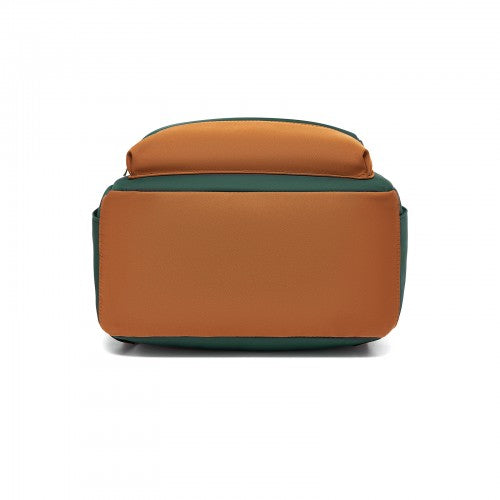 Kono Casual Backpack with Laptop Sleeve & Padded Straps — Green and Brown | Neil's Luggage Store