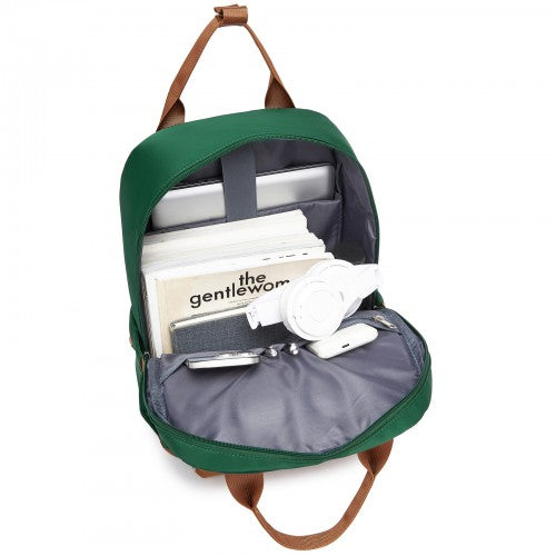 Kono Casual Backpack with Laptop Sleeve & Padded Straps — Green and Brown | Neil's Luggage Store