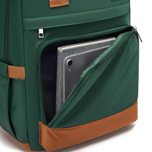 Kono Casual Backpack with Laptop Sleeve & Padded Straps — Green and Brown | Neil's Luggage Store