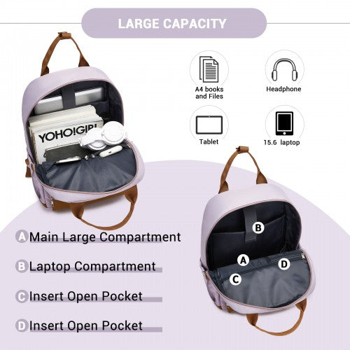 BPK2502 - Kono Casual Contemporary Backpack with Laptop Sleeve & Padded Straps for Daily Commute - Purple and Brown | Neil's Luggage Store