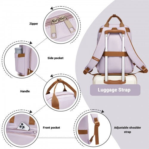 BPK2502 - Kono Casual Contemporary Backpack with Laptop Sleeve & Padded Straps for Daily Commute - Purple and Brown | Neil's Luggage Store