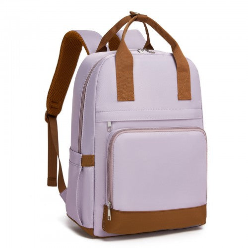 Kono Casual Backpack with Laptop Sleeve & Padded Straps — Purple and Brown | Neil's Luggage Store
