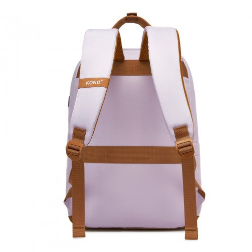 BPK2502 - Kono Casual Contemporary Backpack with Laptop Sleeve & Padded Straps for Daily Commute - Purple and Brown | Neil's Luggage Store