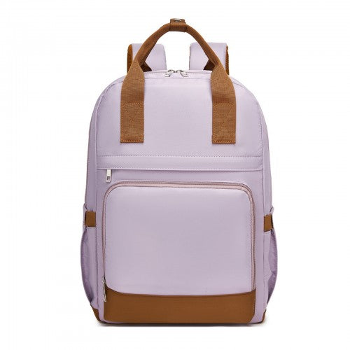 BPK2502 - Kono Casual Contemporary Backpack with Laptop Sleeve & Padded Straps for Daily Commute - Purple and Brown | Neil's Luggage Store
