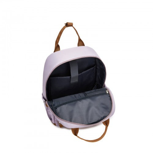 BPK2502 - Kono Casual Contemporary Backpack with Laptop Sleeve & Padded Straps for Daily Commute - Purple and Brown | Neil's Luggage Store