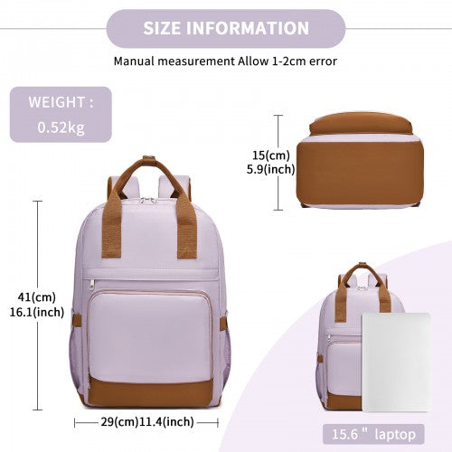 BPK2502 - Kono Casual Contemporary Backpack with Laptop Sleeve & Padded Straps for Daily Commute - Purple and Brown | Neil's Luggage Store