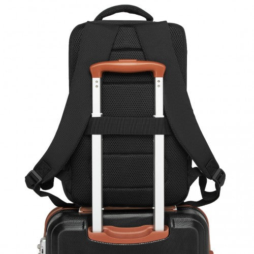 Kono 20L Cabin Backpack with Red Trim for 15.6" Laptop, Water-Resistant Travel Daypack with Luggage Strap - Black