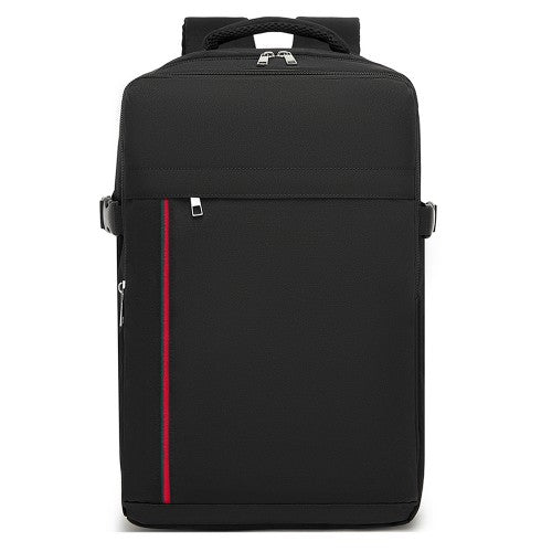 Kono 20L Cabin Backpack with Red Trim for 15.6" Laptop, Water-Resistant Travel Daypack with Luggage Strap - Black