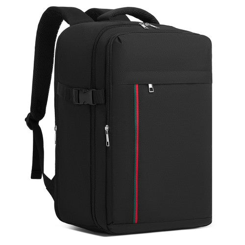 Kono 20L Cabin Backpack with Red Trim for 15.6" Laptop, Water-Resistant Travel Daypack with Luggage Strap - Black
