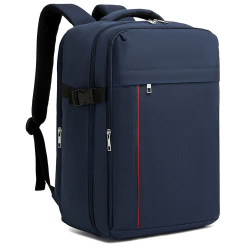 BPK2504 - Kono 20L Cabin Backpack with Red Trim for 15.6” Laptop – Water-Resistant Travel Daypack with Luggage Strap - Navy