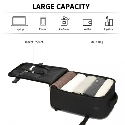 BPK2505 - Kono Urban Smart 15L Carry-On Backpack with Luggage Strap – Ideal for Travel, Work & Daily Commute - Black | Neil's Luggage Store