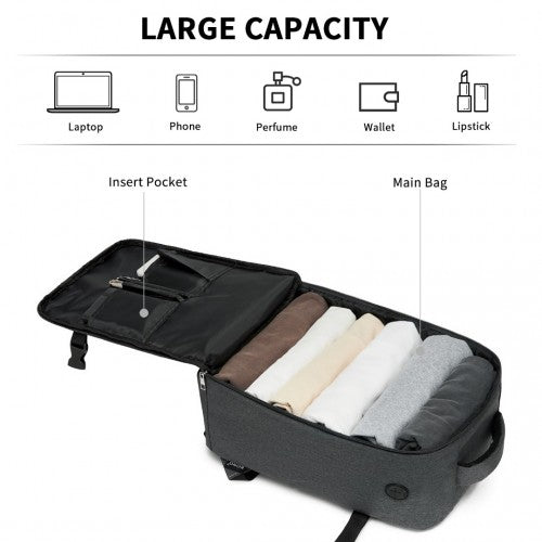 BPK2505 - Kono Urban Smart 15L Carry-On Backpack with Luggage Strap – Ideal for Travel, Work & Daily Commute - Dark Grey | Neil's Luggage Store