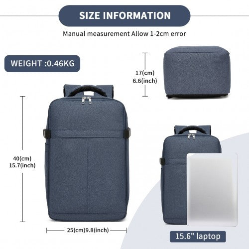 BPK2505 - Kono Urban Smart 15L Carry-On Backpack with Luggage Strap – Ideal for Travel, Work & Daily Commute - Navy | Neil's Luggage Store