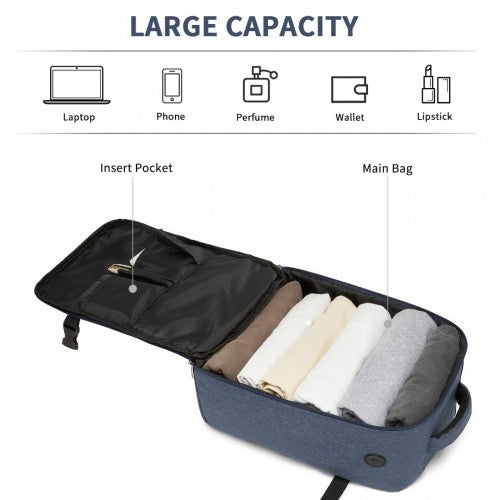 BPK2505 - Kono Urban Smart 15L Carry-On Backpack with Luggage Strap – Ideal for Travel, Work & Daily Commute - Navy | Neil's Luggage Store