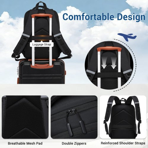 Kono Laptop Backpack With 15.6 Inch Laptop Compartment Durable For Work Black | Neil's Luggage Store