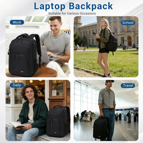 Kono Laptop Backpack With 15.6 Inch Laptop Compartment Durable For Work Black | Neil's Luggage Store