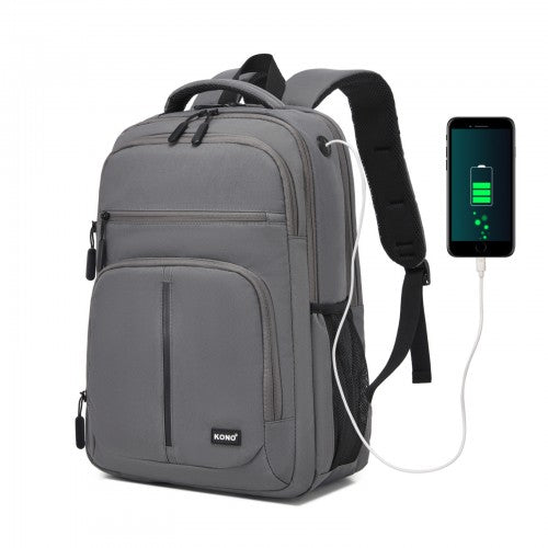 Kono 15.6 Inch Laptop Backpack For Work And Business Travel Grey | Neil's Luggage Store