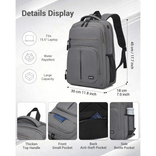 Kono 15.6 Inch Laptop Backpack For Work And Business Travel Grey | Neil's Luggage Store