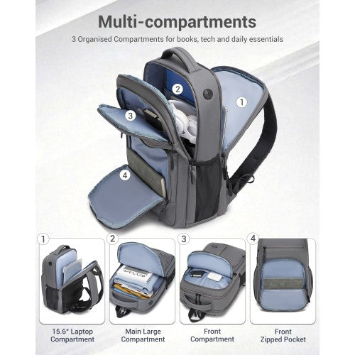 Kono 15.6 Inch Laptop Backpack For Work And Business Travel Grey | Neil's Luggage Store