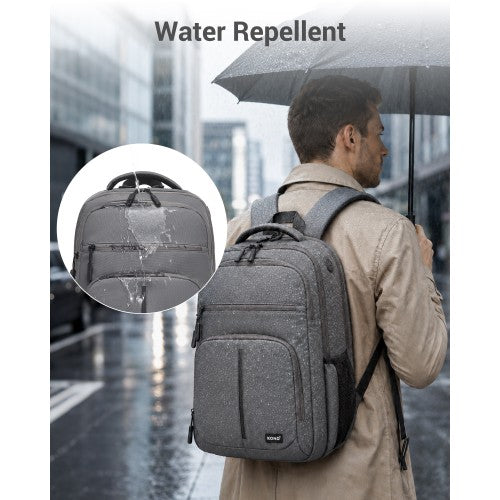 Kono 15.6 Inch Laptop Backpack For Work And Business Travel Grey | Neil's Luggage Store