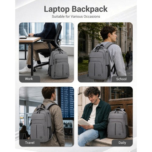 Kono 15.6 Inch Laptop Backpack For Work And Business Travel Grey | Neil's Luggage Store