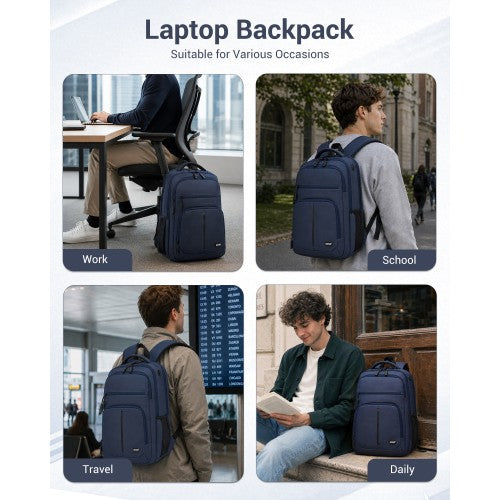 Kono 15.6 Inch Laptop Backpack Durable Comfortable Compartment Navy Travel | Neil's Luggage Store