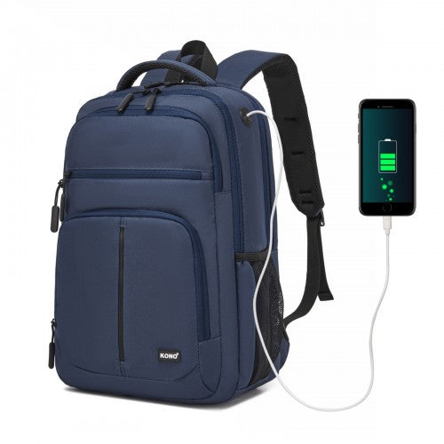 Kono 15.6 Inch Laptop Backpack Durable Comfortable Compartment Navy Travel | Neil's Luggage Store