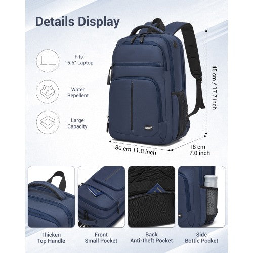 Kono 15.6 Inch Laptop Backpack Durable Comfortable Compartment Navy Travel | Neil's Luggage Store
