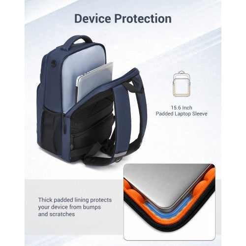 Kono 15.6 Inch Laptop Backpack Durable Comfortable Compartment Navy Travel | Neil's Luggage Store