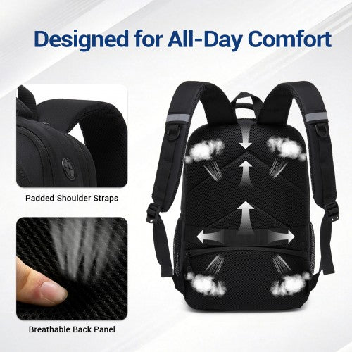 Kono Laptop Backpack With 15.6 Inch Laptop Compartment Durable For Work Black | Neil's Luggage Store