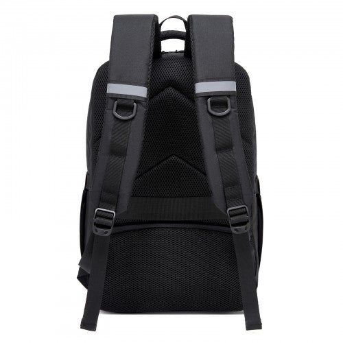 BPK2519 - Kono Laptop Backpack with 15.6" Laptop Compartment, Stylish Commuter Bag with Reflective Straps - Black | Neil's Luggage Store