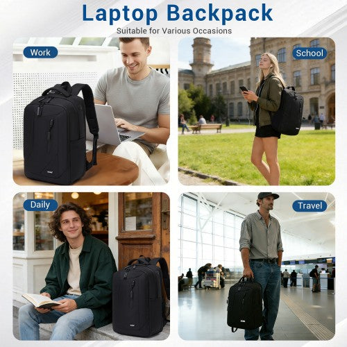 BPK2519 - Kono Laptop Backpack with 15.6" Laptop Compartment, Stylish Commuter Bag with Reflective Straps - Black | Neil's Luggage Store