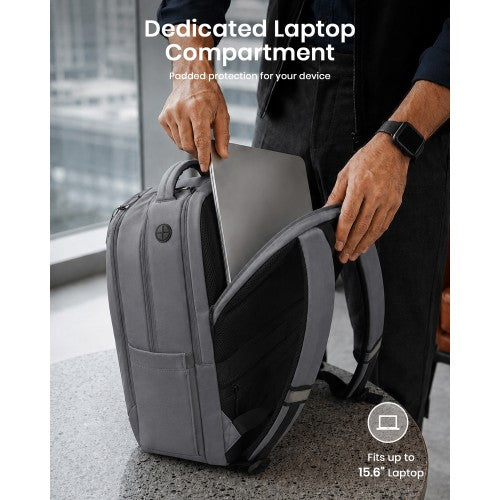 Kono Laptop Backpack Fifteen Point Six Inch Compartment Reflective Straps Grey | Neil's Luggage Store