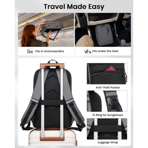 Kono Laptop Backpack Fifteen Point Six Inch Compartment Reflective Straps Grey | Neil's Luggage Store