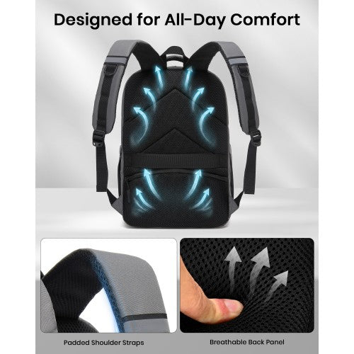 Kono Laptop Backpack Fifteen Point Six Inch Compartment Reflective Straps Grey | Neil's Luggage Store