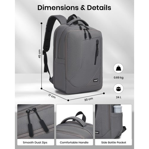 Kono Laptop Backpack Fifteen Point Six Inch Compartment Reflective Straps Grey | Neil's Luggage Store