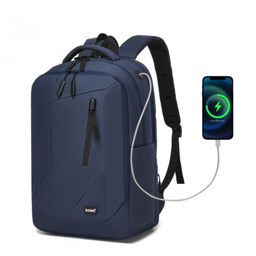 Kono Laptop Backpack With 15.6 Inch Laptop Compartment Reflective Straps Navy | Neil's Luggage Store