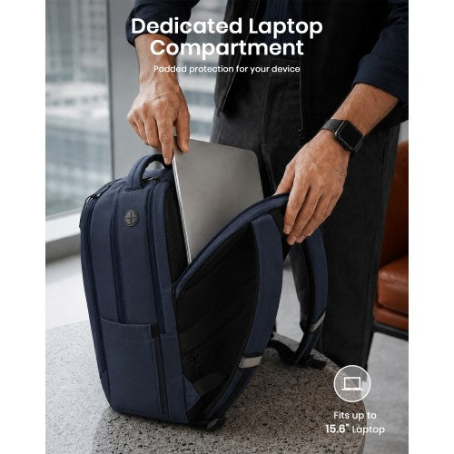Kono Laptop Backpack With 15.6 Inch Laptop Compartment Reflective Straps Navy | Neil's Luggage Store