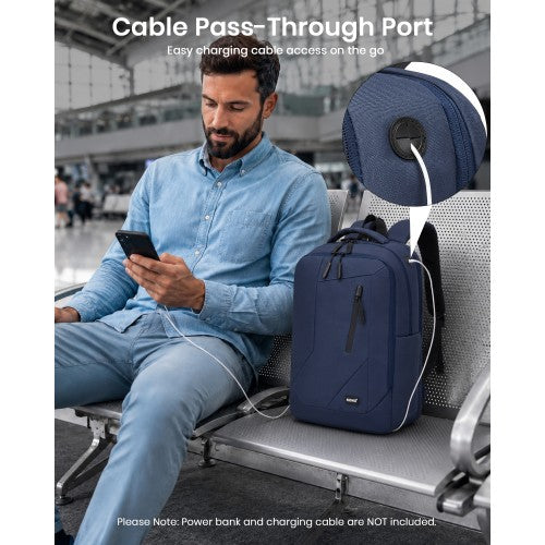 Kono Laptop Backpack With 15.6 Inch Laptop Compartment Reflective Straps Navy | Neil's Luggage Store