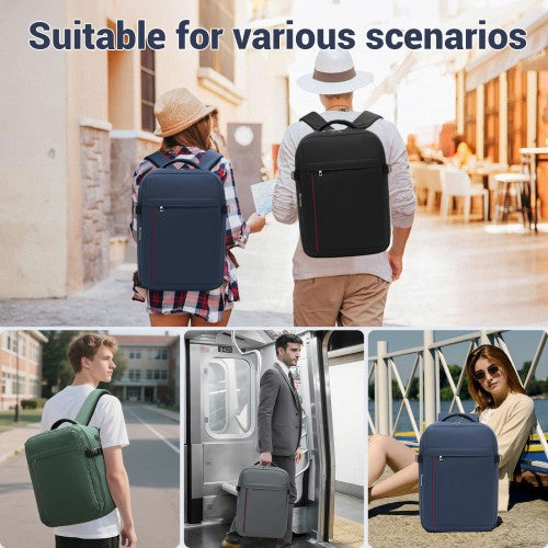 BPK2524 - Kono Spacious and Organised Personal-Item Backpack (40×30×20) with 15.6" Laptop Sleeve, Clamshell Main - Black