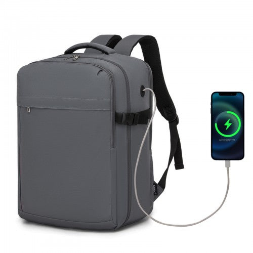 Kono 32L Cabin Backpack 17 Inch Laptop Rucksack With Trolley Strap Grey | Neil's Luggage Store