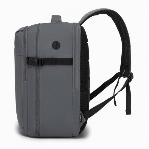 Kono 32L Cabin Backpack 17 Inch Laptop Rucksack With Trolley Strap Grey | Neil's Luggage Store