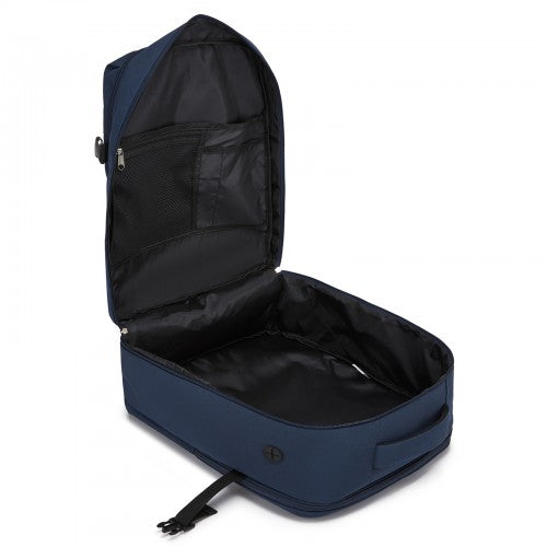 Kono 32L Upgraded Cabin Backpack 17 Inch Laptop Navy With Luggage Trolley Strap | Neil's Luggage Store