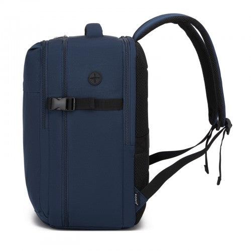 Kono 32L Upgraded Cabin Backpack 17 Inch Laptop Navy With Luggage Trolley Strap | Neil's Luggage Store