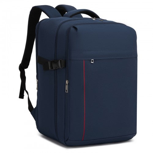 Kono 32L Upgraded Cabin Backpack 17 Inch Laptop Navy With Luggage Trolley Strap | Neil's Luggage Store