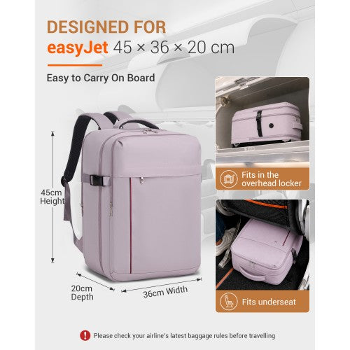 Kono 32L Large Cabin Backpack For 17.3 Inch Laptop With Luggage Strap Purple | Neil's Luggage Store