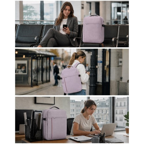 Kono 32L Large Cabin Backpack For 17.3 Inch Laptop With Luggage Strap Purple | Neil's Luggage Store
