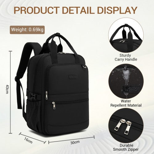 BPK2527 - Kono Functional Water-Resistant Laptop Backpack, Trendy Design with Padded Sleeve and Multiple Practical Compartments - Black | Neil's Luggage Store